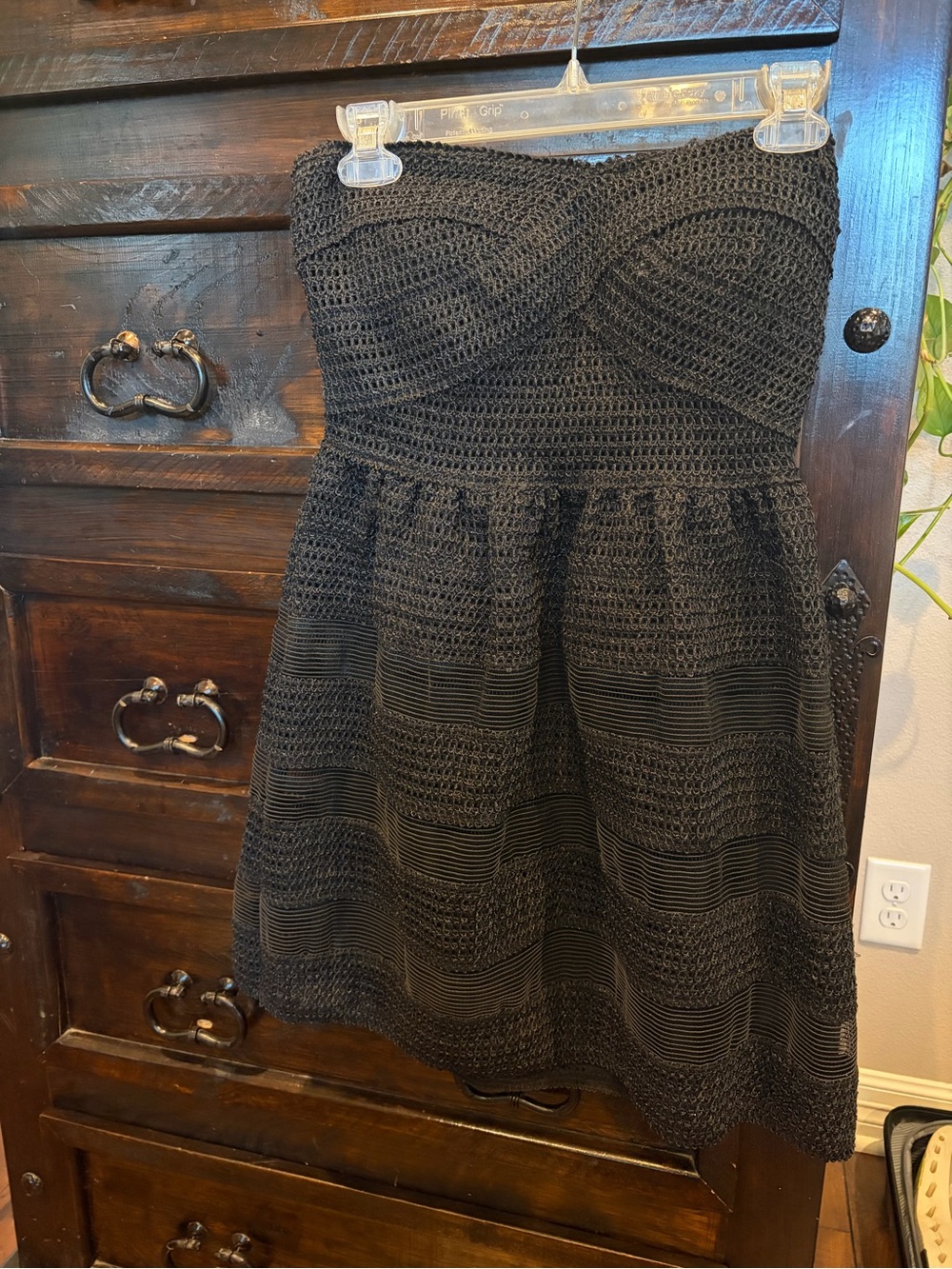 WOW couture Black Strapless Crochet Fit-and-Flare Dress